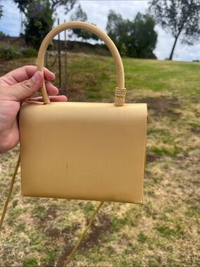 Valerie Stevens Gold Satin Top-Handle Clutch
